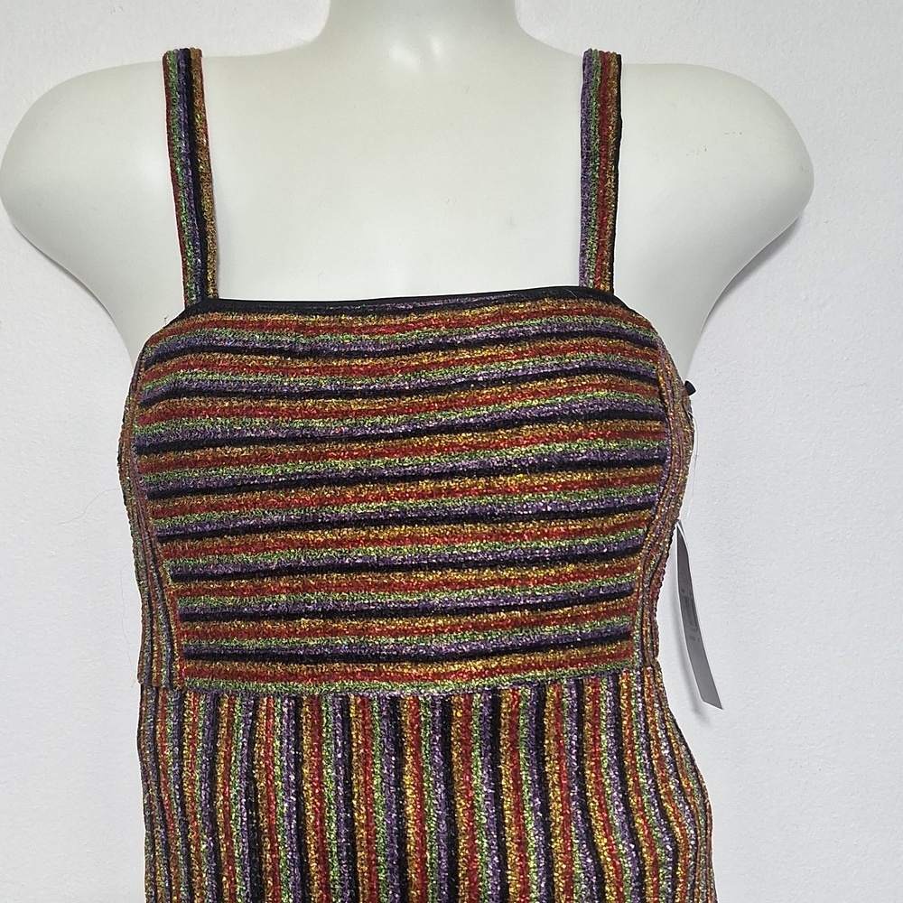 Donna Morgan Multicolor Striped Metallic Midi Dress